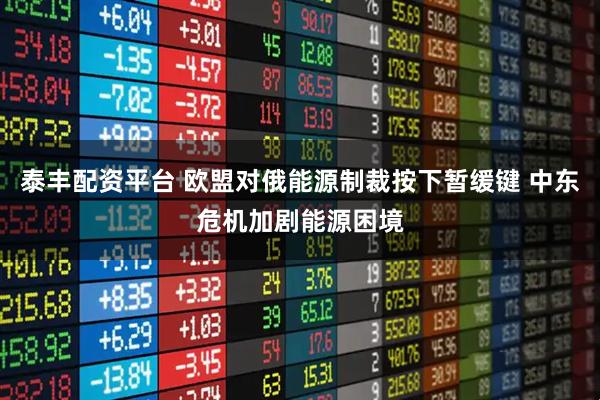 泰丰配资平台 欧盟对俄能源制裁按下暂缓键 中东危机加剧能源困境