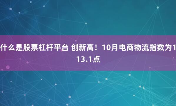 什么是股票杠杆平台 创新高！10月电商物流指数为113.1点